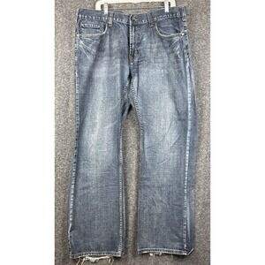 Helix Jeans Mens 38x32 Flap Pockets Relaxed Boot Cut Unique Y2K Distress Grunge